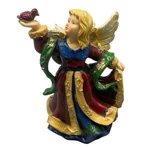 K's collection Christmas angel figurine decor robin bird red gold girl 6" READ